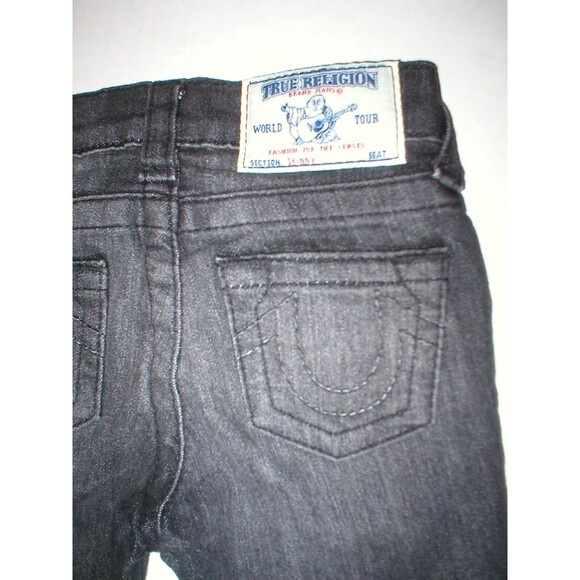 New Girls NWT True Religion Brand Jeans 3 Skinny Black Gray Adjustable Waist - Picture 1 of 4